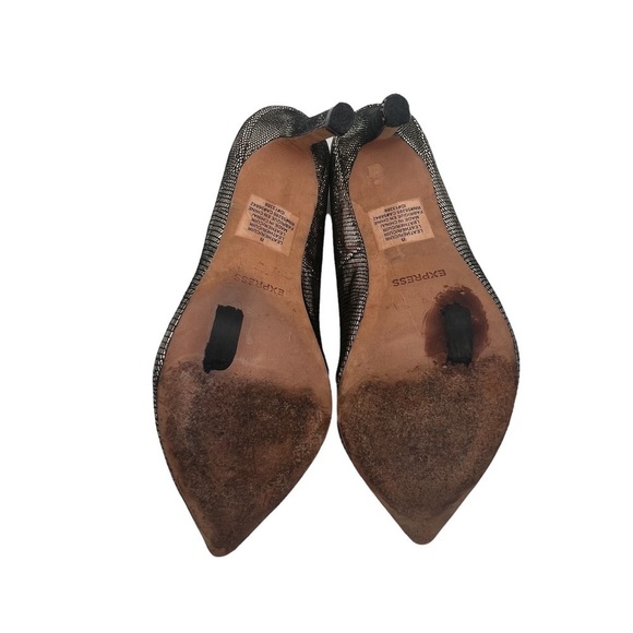 Express Women’s Gold Leather Pointed Toe Heels Size 8 - Picture 8 of 8